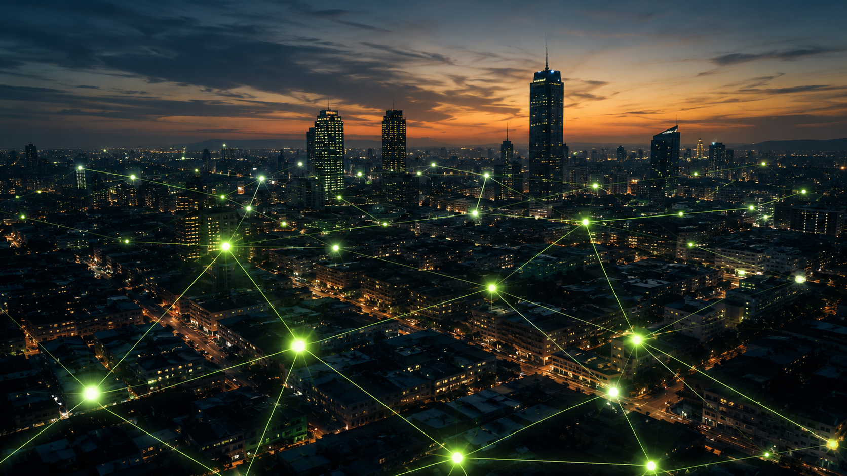 Ciudad conectada mediante una red de comunicaciones resilientes